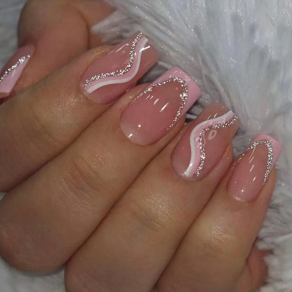 Glitter Pink Swirls | Medium Square