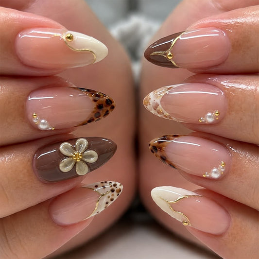 Mocha Pearl medium almond press-on nails by EASY PRESS™
