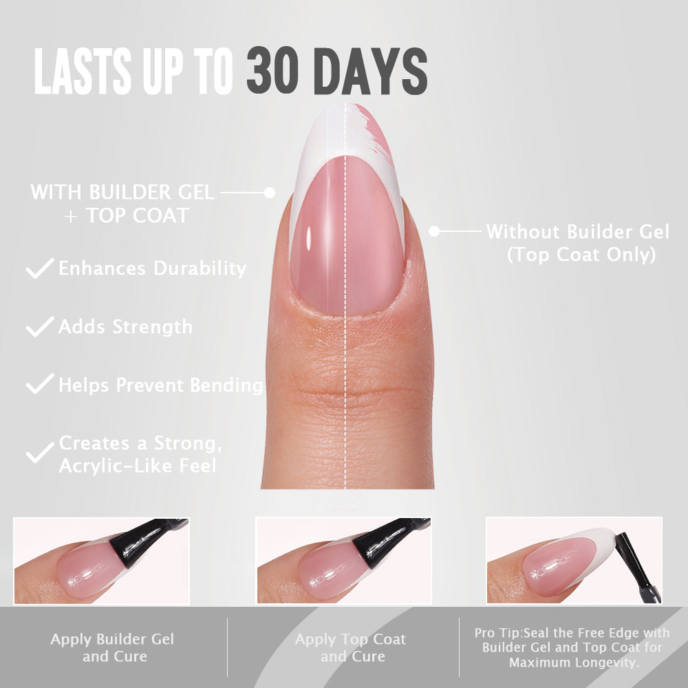 Pink base and white tip almond nails for a polished everyday look