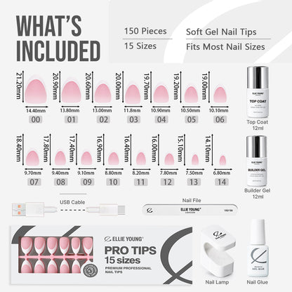 Short almond nails featuring a pink base and white French tip design