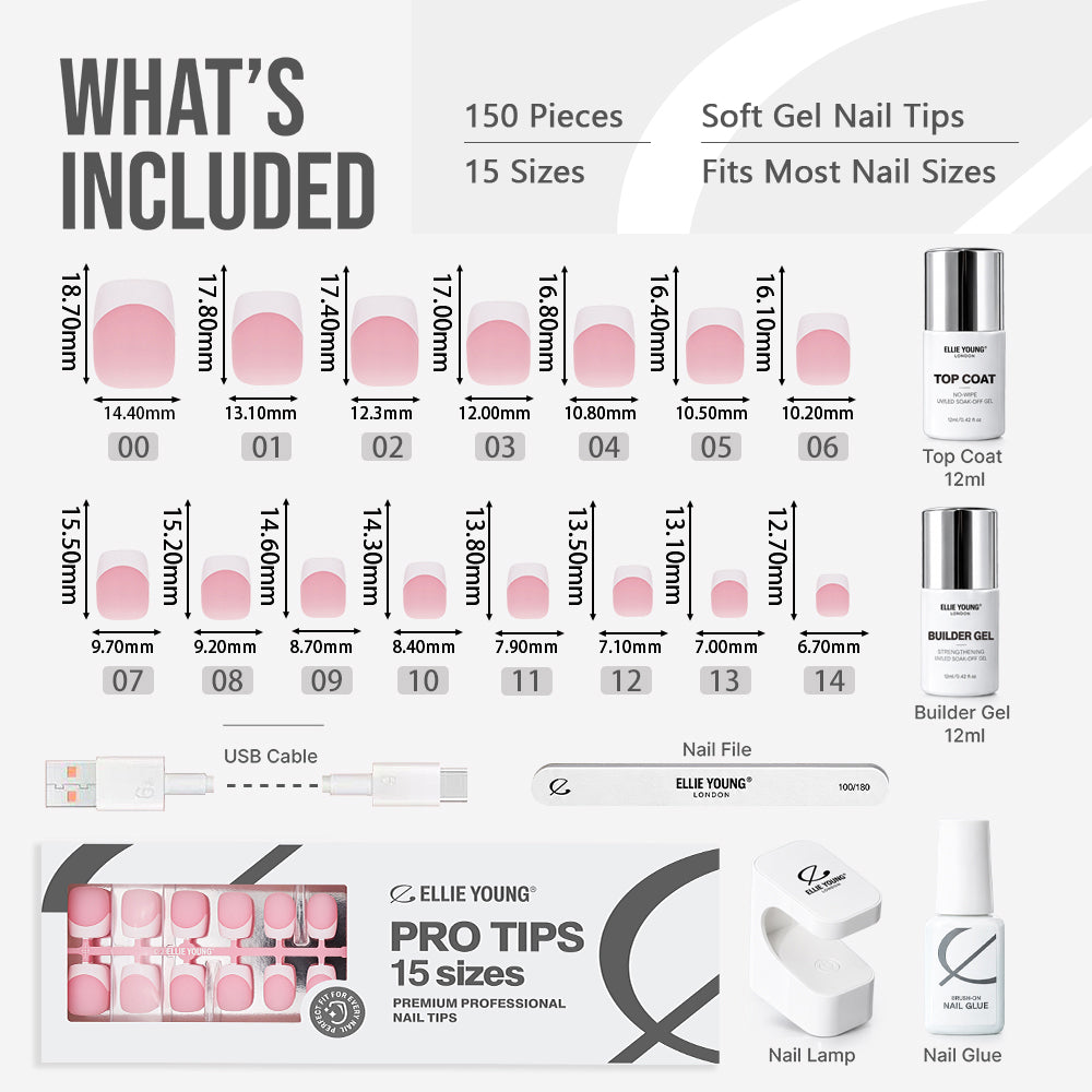 Short square French manicure with an elegant pink base