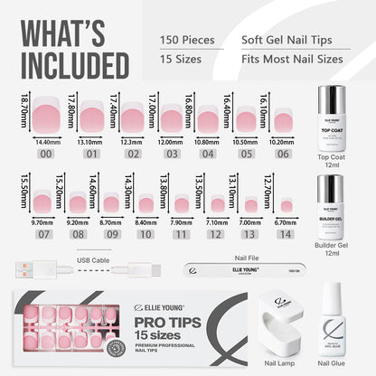 Short square French manicure with an elegant pink base