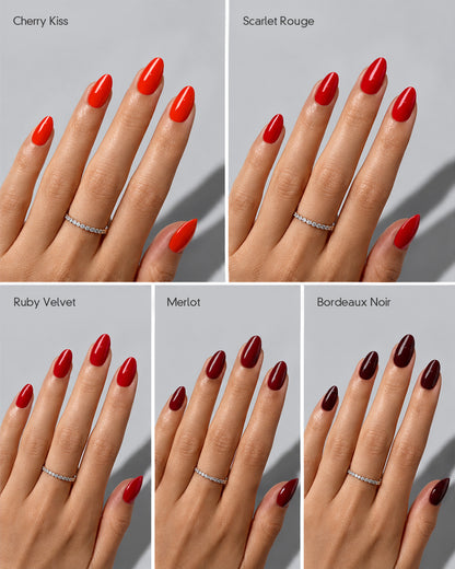 The Red Edit short almond press-on nails by ProTips