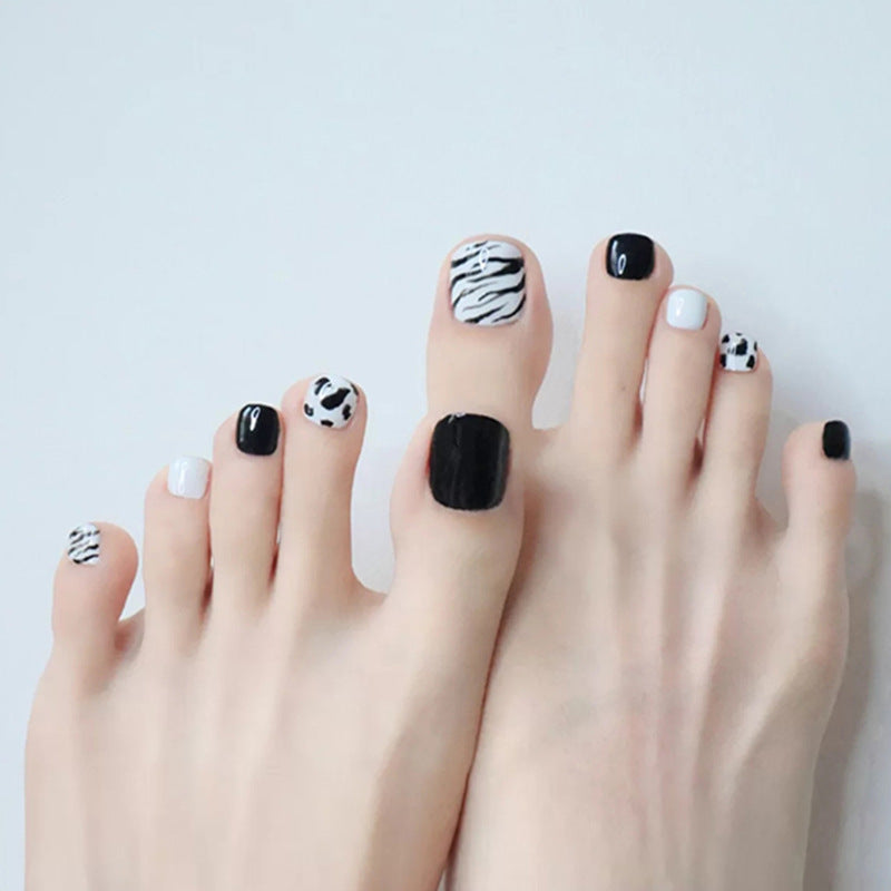 2024 SALE] Milky White and Black Zebra Cow Short Press On Nails – Belle  Rose Nails