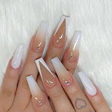Ombre White French Tip Ballerina Nail