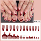 Red french tip ballerina nail (hands and feet nails kit)