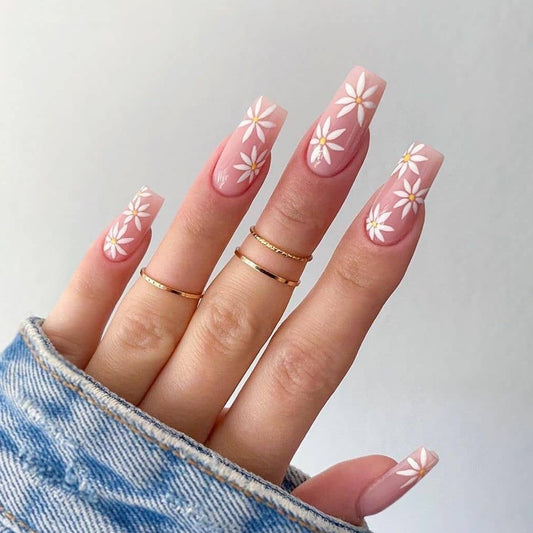 Pink sunflower nails
