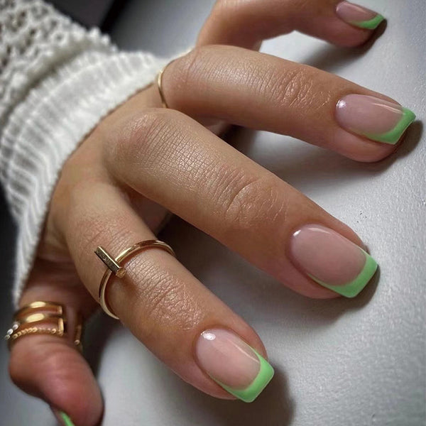 Green French Tip | Short Square