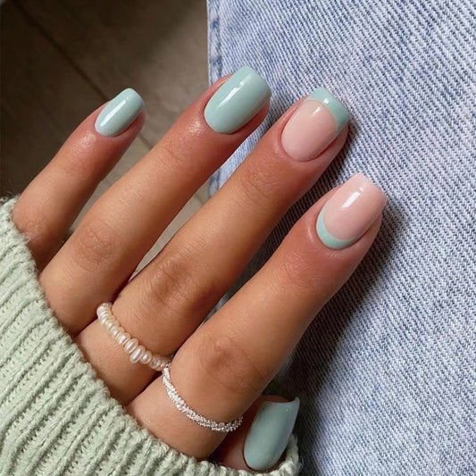 Light Blue French Tip | Short Square